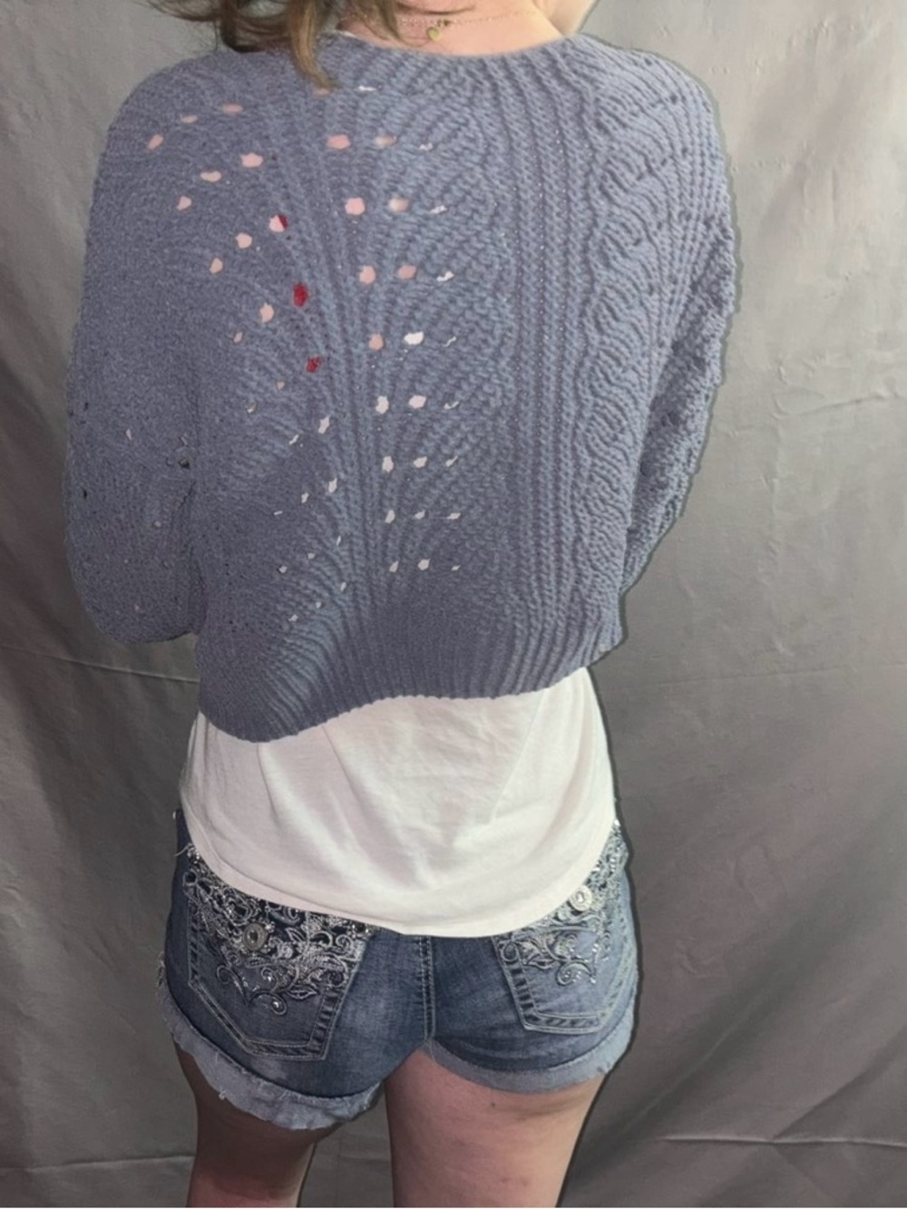 ☆Light Blue Knit Cropped Women's Sweater